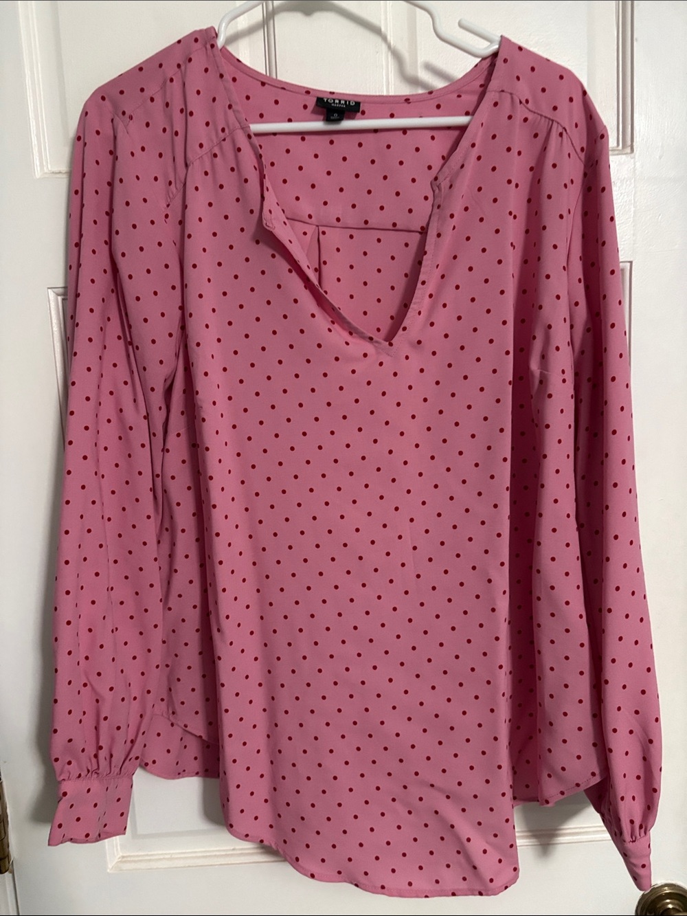 torrid Pink Blouse with Red Polka Dots